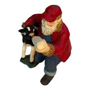 Santa with Calf "ahhh! Milk is Good" Christmas Figurine